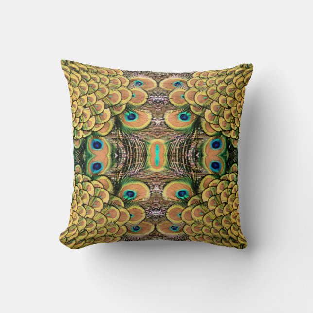 Coussin Pétales Emerald Green et Gold Peacock (Recto)