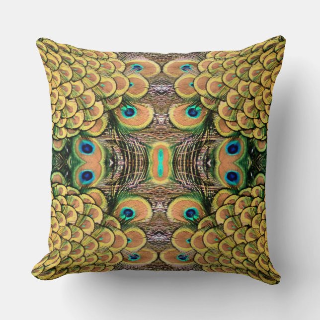 Coussin Pétales Emerald Green et Gold Peacock (Recto)
