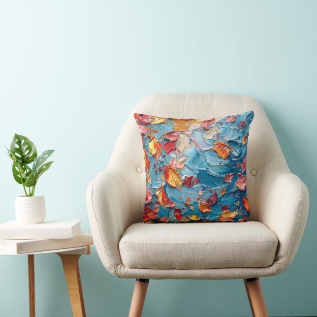 Coussin Pétales en mouvement – Florale abstraite expressiv (Chaise)