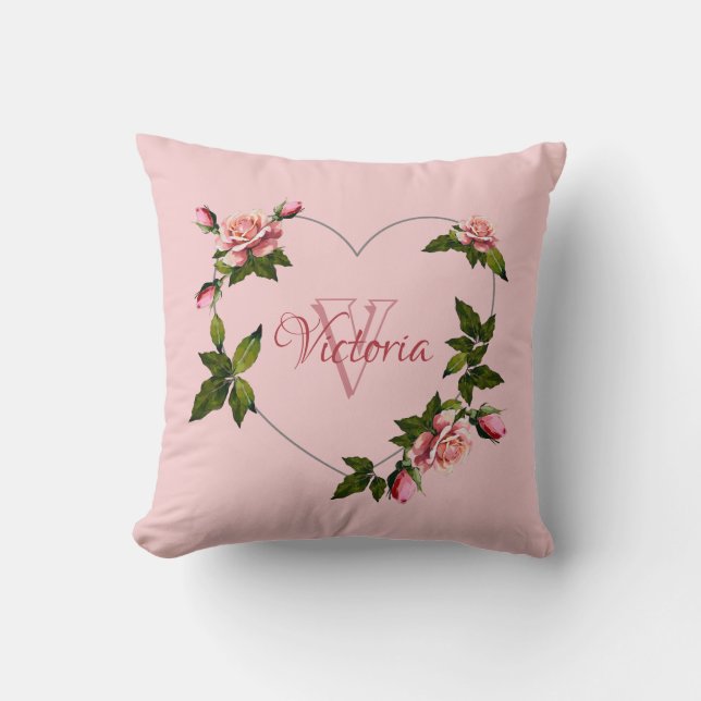 Coussin Pétales pastel : Floral rose pâle (Recto)