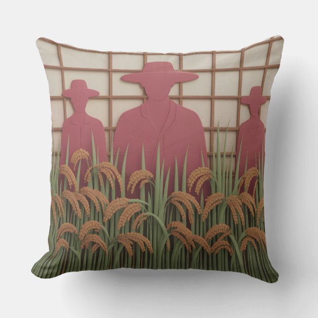 Coussin Petani Rice Carve motif batik 3d (Recto)