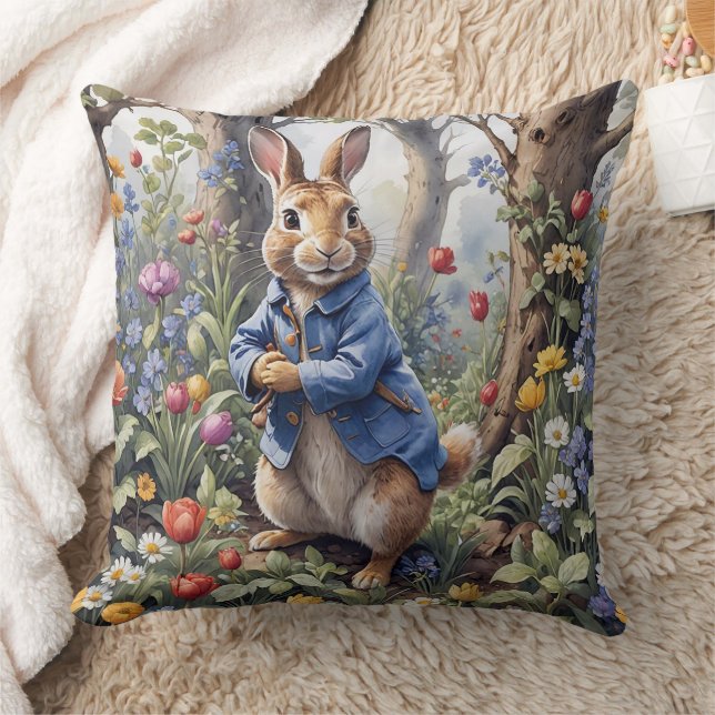 Coussin Peter le lapin enchanté forêt (Couverture)