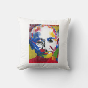 Coussin Peter Max aquarelle colorée Mahatma Gandhi