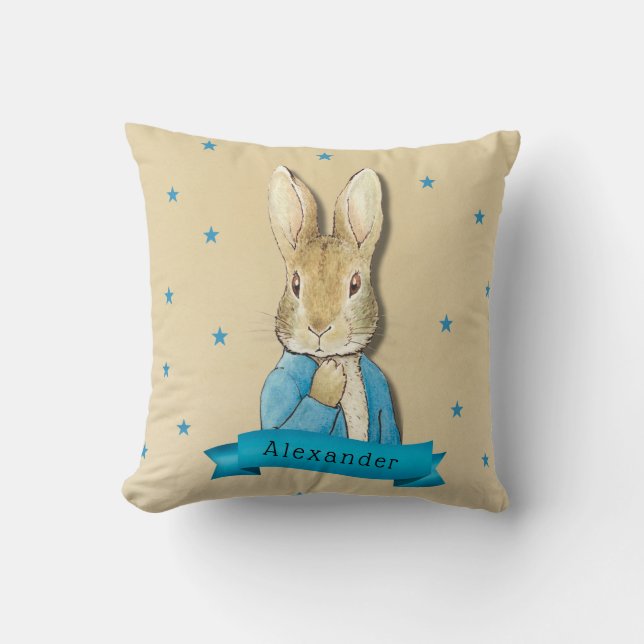 Coussin Peter Rabbit Carottes et Stars Garçon Custom (Recto)