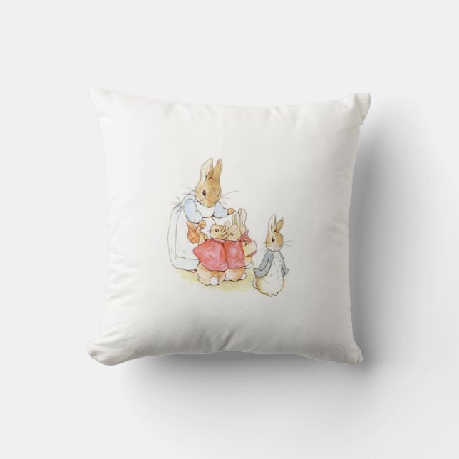 Coussin Peter Rabbit et ses soeurs (par Beatrix Potter) (Recto)