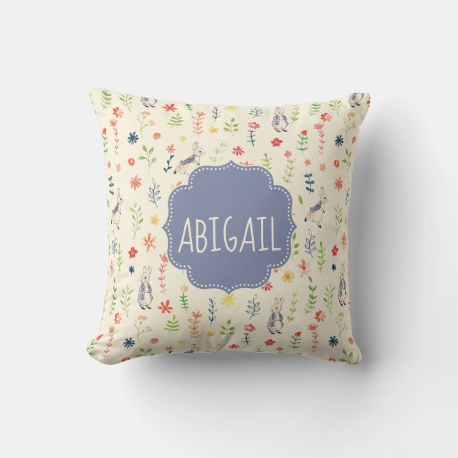 Coussin Peter Rabbit | Motif d'aquarelle florale (Recto)