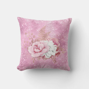 coussin pétillant à fleurs rose