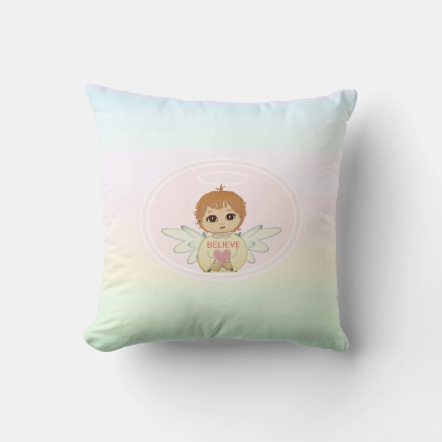 Coussin Petit ange mignon sur Pastel Shades (Recto)