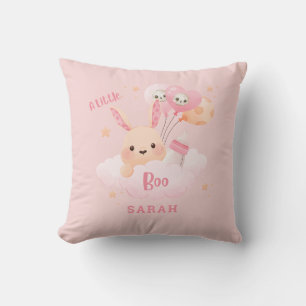 Coussin Petit Baby shower d'Halloween rose Boo