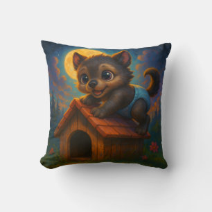 Coussin Petit Bébé Werewolf sur Dog House Imaginaire Art