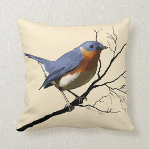 Coussin Petit bleu d'oiseau, carreau