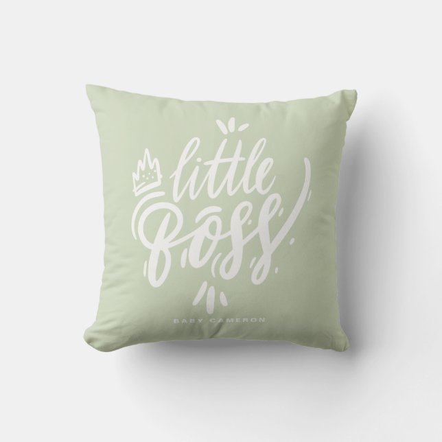 Coussin Petit Boss Moderne Calligraphie Mint Green (Recto)