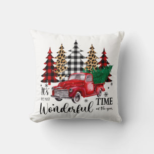 Coussin Petit Camion de Noël Rouge