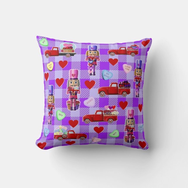 Coussin Petit Camion Rouge Valentine's Reversable (Recto)
