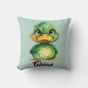 Coussin petit canard vert