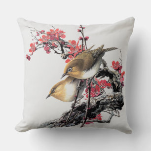 Coussin Petit carreau Brown mignon d'oiseaux d'or
