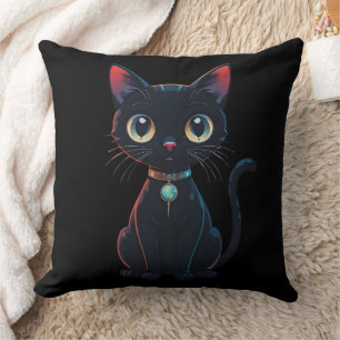 Coussin Petit Chat Noir Effrayant