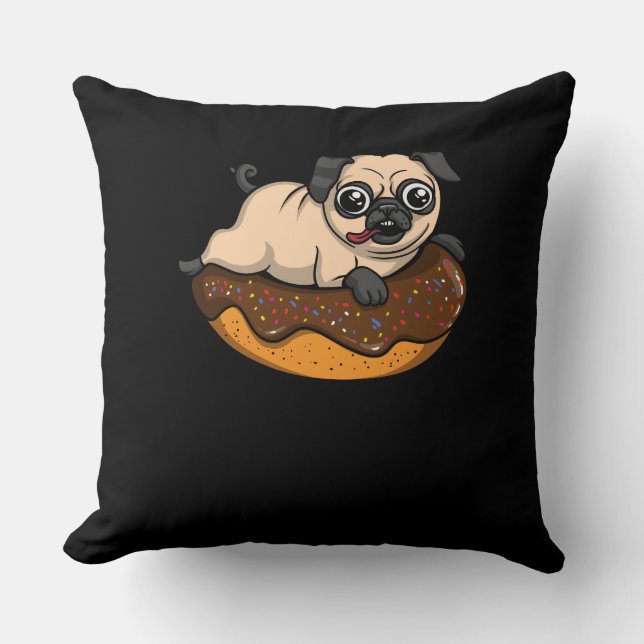Coussin Petit chien Carlin Donut Lover animal (Recto)
