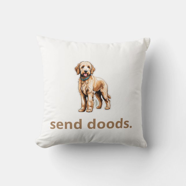 Coussin Petit chien Goldendoodle "Envoyer des colombes" (Recto)