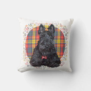 Coussin Petit chien Scottie Tartan