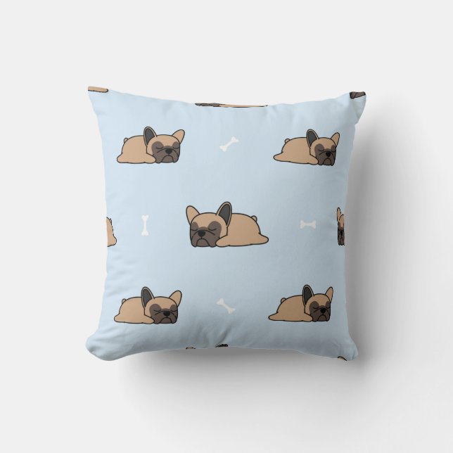 Coussin Petit chiot français bulldog dormant sans soudure  (Recto)