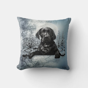 Coussin Petit chiot noir Labrador Retriever T-Shirt Thirt 