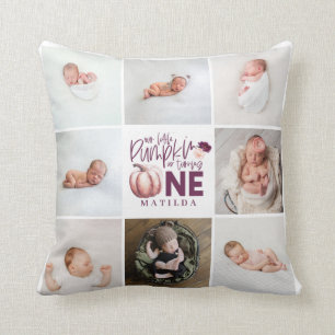 Coussin petit citrouille violet 1er anniversaire multi pho