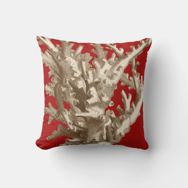Coussin Petit corail en rouge (Recto)