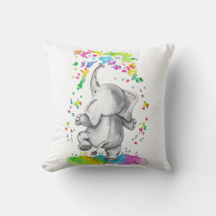 Coussin Petit éléphant éclaboussure de couleur