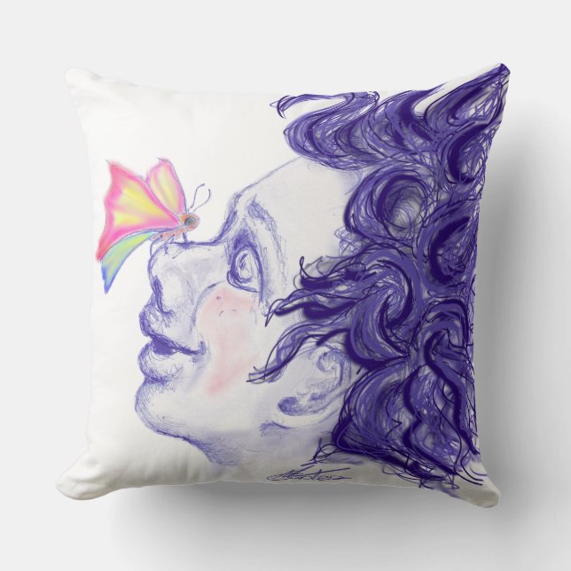 Coussin Petit en admiration papillon sur le nez  (Recto)