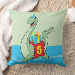 Coussin Petit garçon, 5e anniversaire Dinosaur