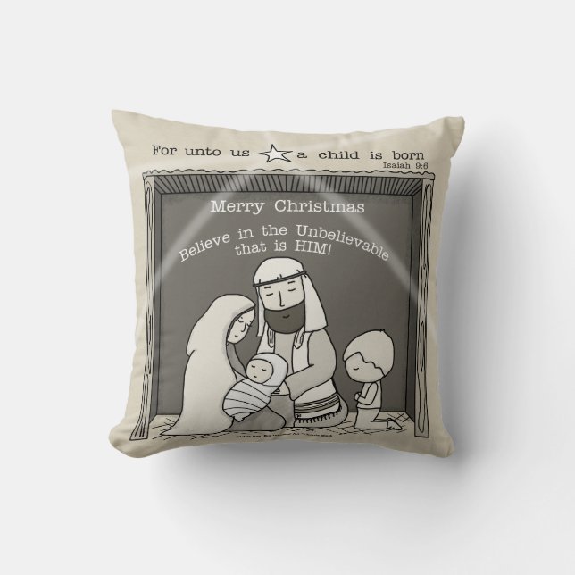 Coussin Petit garçon à Noël Manger-Joyeux (Recto)