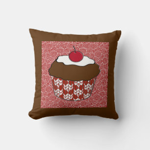 Coussin Petit gâteau de chocolat sur le motif rouge et