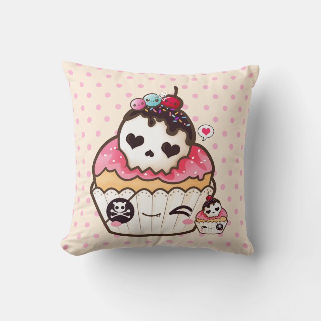 Coussin Petit gâteau de crâne de Kawaii (Recto)