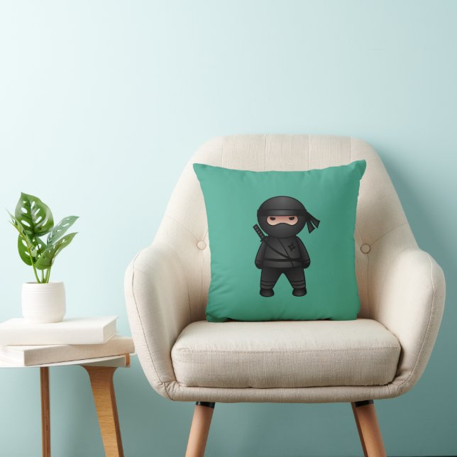 Coussin Petit guerrier de Ninja sur vert (Chaise)