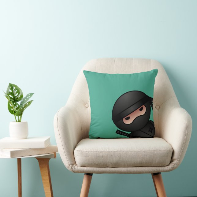 Coussin Petit guerrier de Ninja sur vert (Chaise)