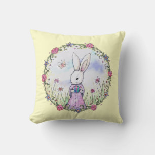 Coussin Petit lapin lapin de Pâques en fleurs