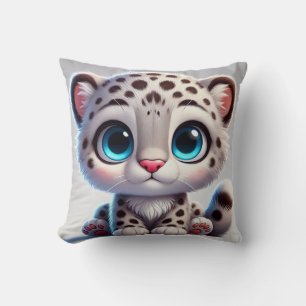 Coussin Petit léopard des neiges de dessin animé avec de g