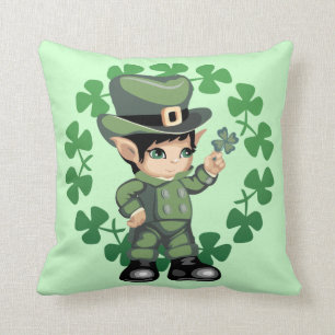 Coussin Petit lutin avec des shamrocks