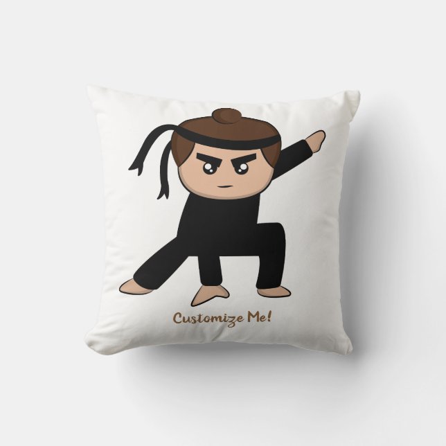 Coussin Petit Ninja Garçon mignon enfant Personnalisé (Recto)