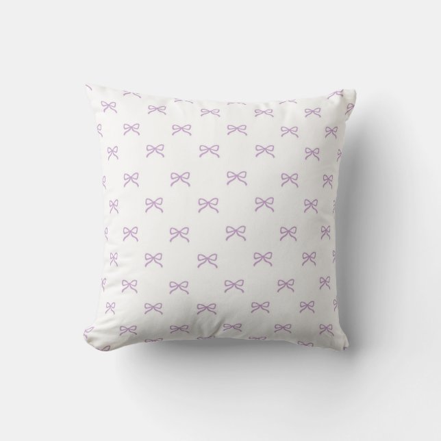 Coussin Petit Nœud Violet Féminin Pastel & Coquette  (Recto)
