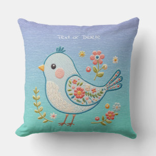 Coussin Petit Oiseau Bleu Floral Jeu d'oreiller