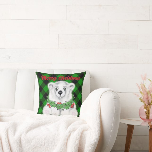 Coussin Petit ours à ours polaire de Noël, petit ours blan (Canapé)