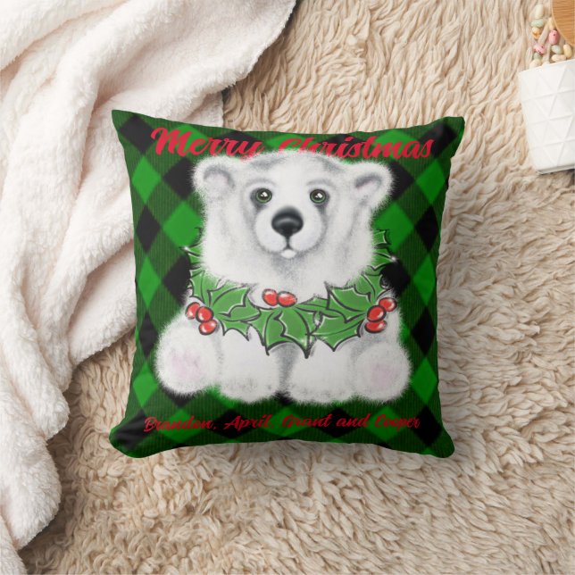 Coussin Petit ours à ours polaire de Noël, petit ours blan (Couverture)