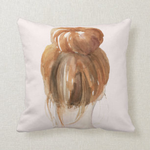 Coussin Petit pain rouge de noeud de dessus de cheveux