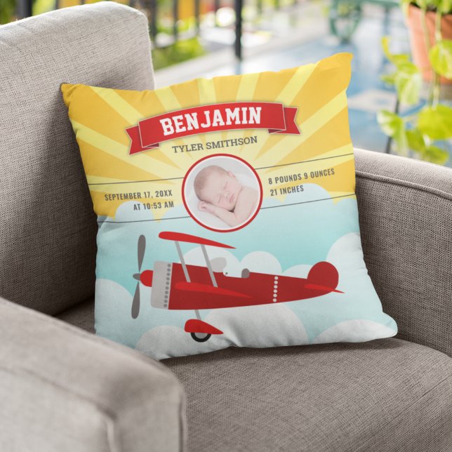 Coussin Petit Pilote Avion Rouge Bébé Photo Statistiques d (Créateur téléchargé)