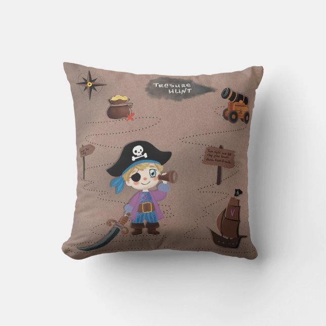 Coussin petit pirate à la chasse au trésor (Recto)