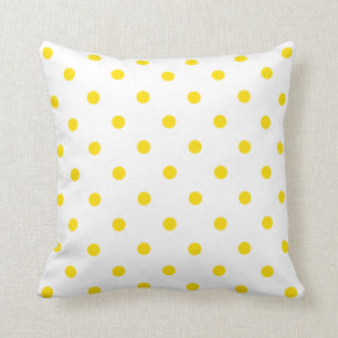 Coussin Petit pois - jaune d'or sur le blanc