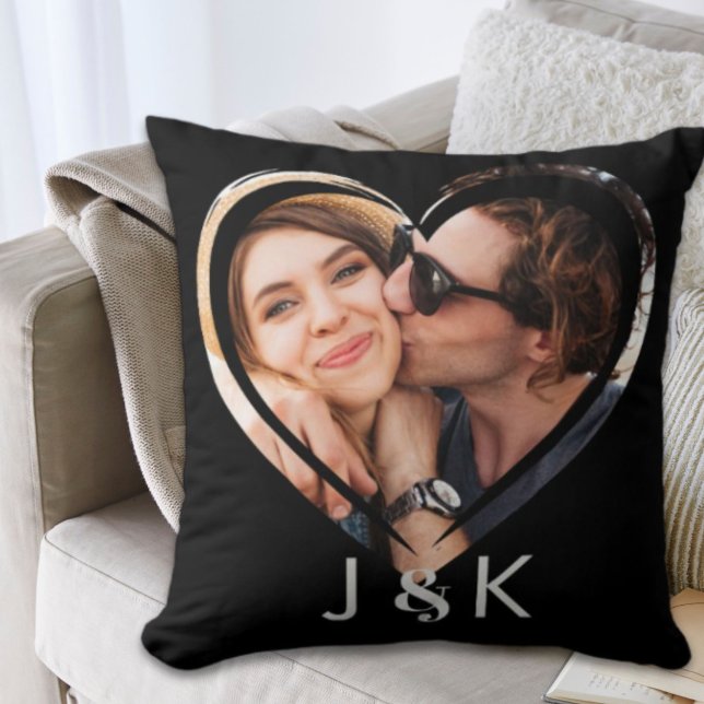 Coussin Petite amie Petit ami Photo Collage Rencontre Coup (Girlfriend Boyfriend Photo Collage Dating Couple Throw Pillow)