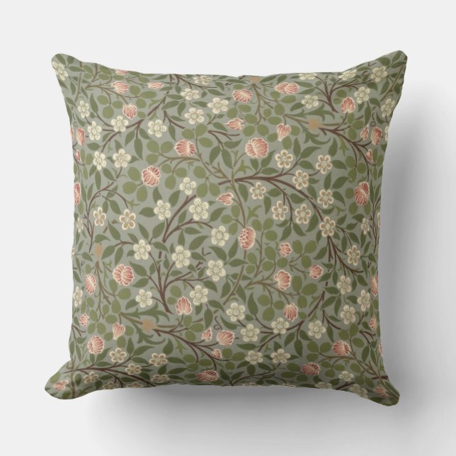 Coussin Petite conception de papier peint de fleur rose et (Recto)